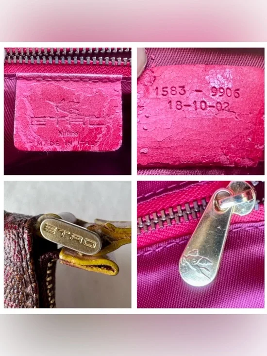 ETRO Paisley Shoulder Bag Leather Trim Italy - Picture 7 of 11